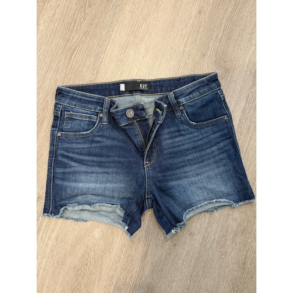 Kut From The Kloth Fray Short Dark Wash Denim Cut-Off Shorts Womens Size 6